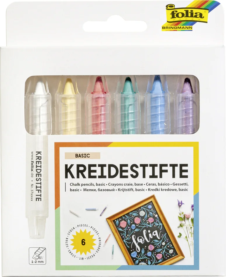 folia Set de crayons craie, assorti, étui de 12 - OEM 371209