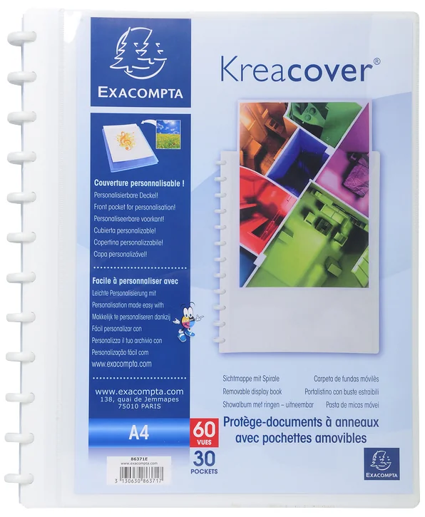 EXACOMPTA Protège-documents, A4, 30 pochettes, blanc - OEM 86371E