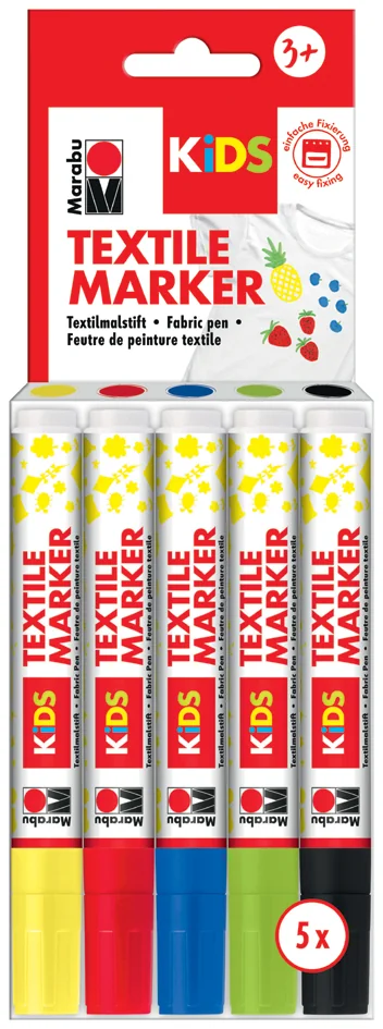 Marabu KIDS Marqueur pour textile, 5 x 3 ml, blister de 5 - OEM 0314000000001