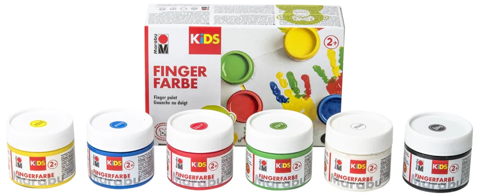 Marabu KiDS Kit de gouache au doigt, 100 ml, kit de 4 - OEM 0303000000080