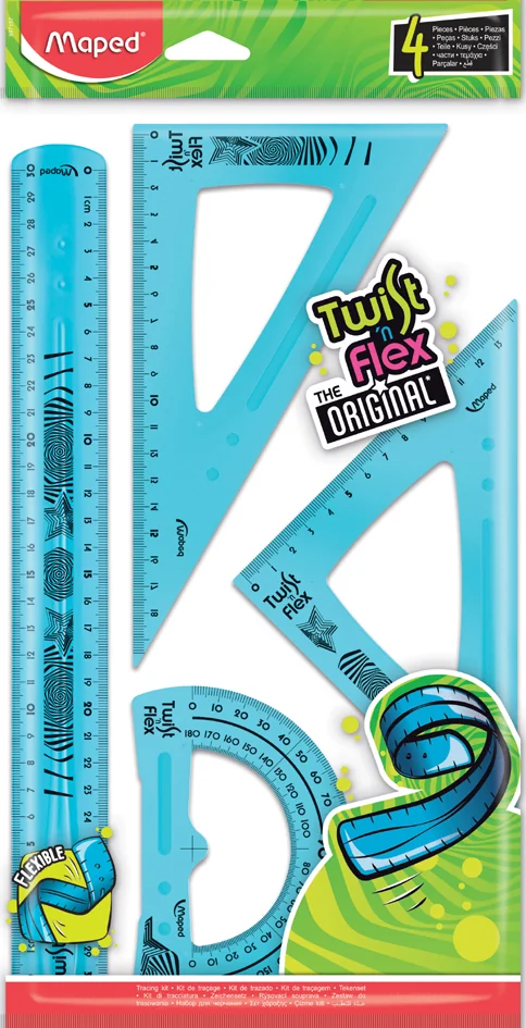 Maped Kit de géometrie Twist'n Flex, 4 pièces, assorti - OEM 897157