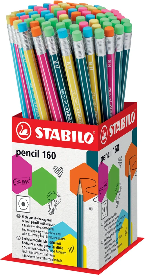 STABILO Crayon graphite Pencil 160 avec gomme, display de 72 - OEM 2160/72-1HB