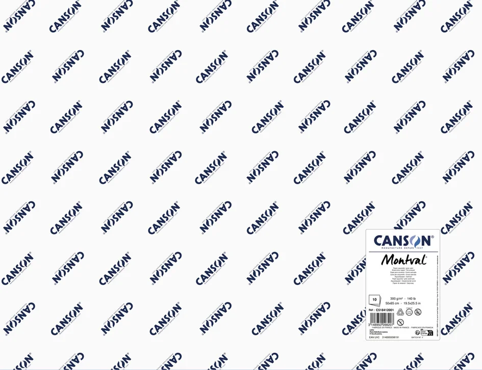 CANSON Papier aquarelle 'Montval', 300 g/m2, 500 x 650 mm - lot de 10 - OEM C200005291
