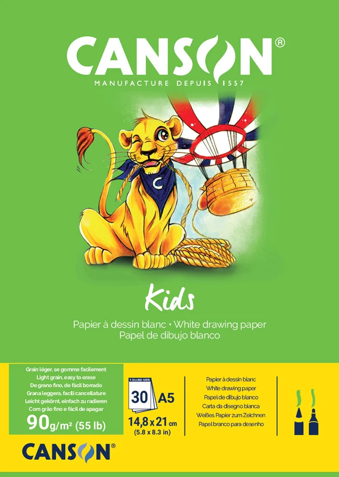 CANSON Bloc à dessin Kids, A5, 90 g/m2, 30 feuilles - OEM C400015581