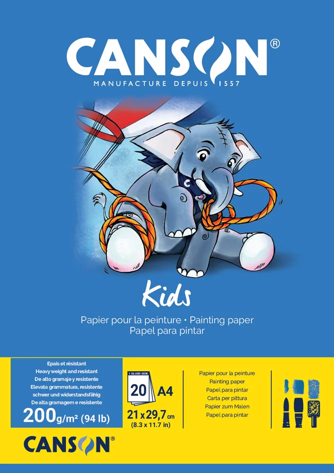 CANSON Bloc de papier pour la peinture Kids, A3, 200 g/m2 - OEM C400015589