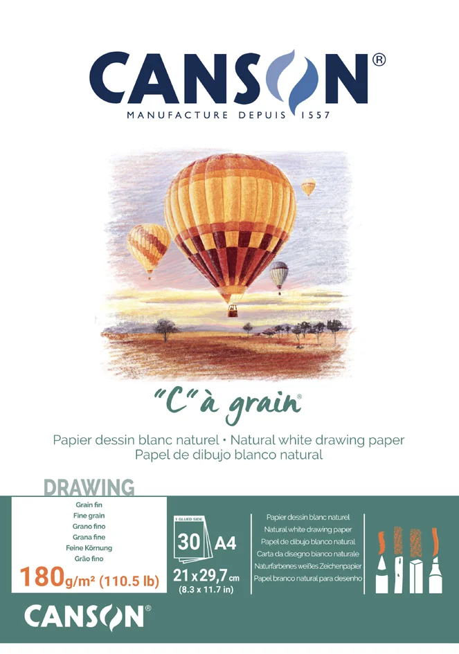 CANSON Bloc papier dessin 'C' à grain, A5, 180 g/m2 - OEM C400060609