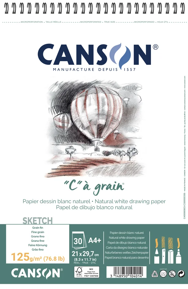CANSON Album spiralé de papier dessin 'C' à grain, A5 - OEM C400060621