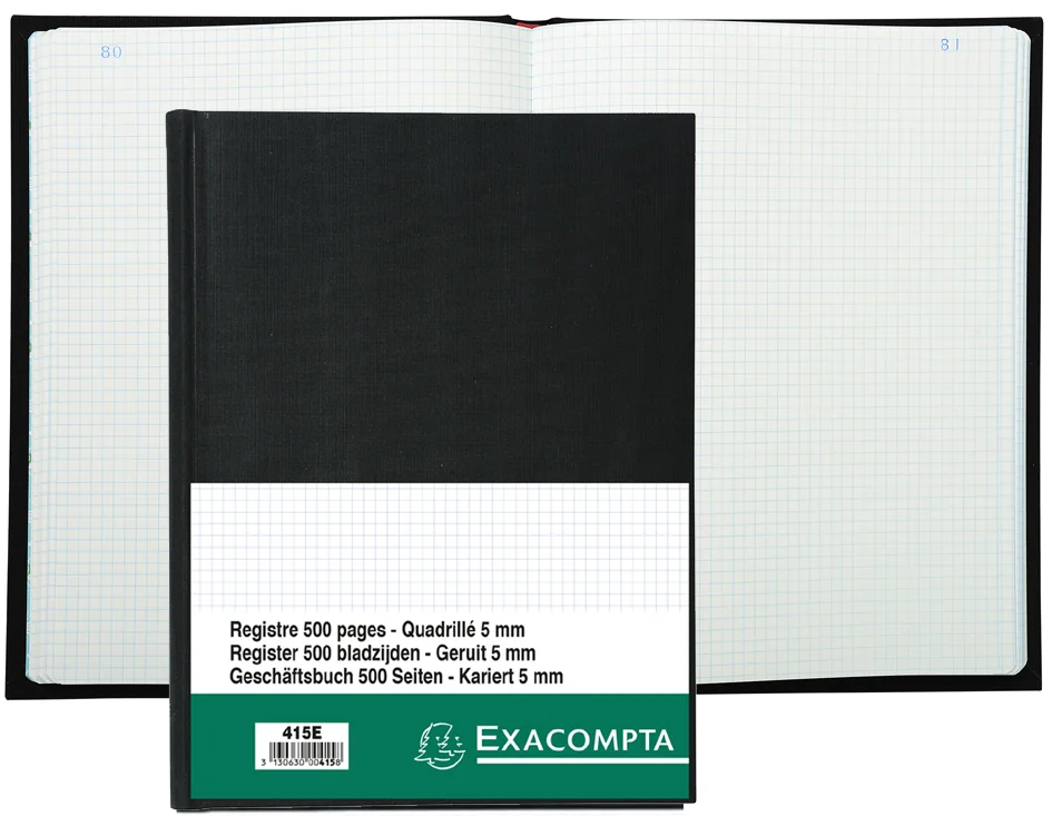 EXACOMPTA Registre Quadrillé 5x5, A4, 500 pages - OEM 415E