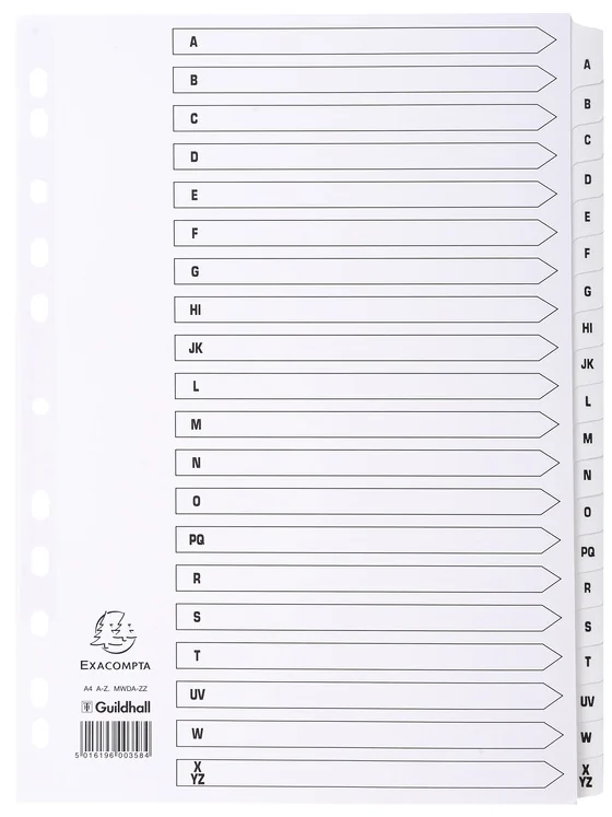 EXACOMPTA Intercalaires en carton A-Z, A4, 20 touches - OEM MWDA-ZZ