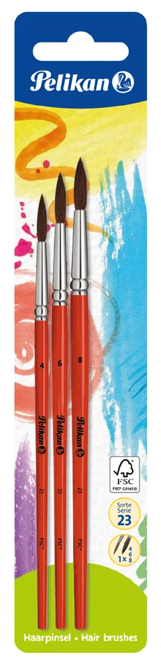 Pelikan Set de pinceaux à poils fins, 3 pièces, assorti - OEM 100401591