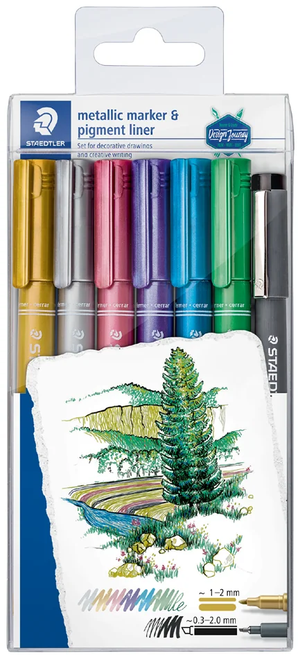 STAEDTLER Marqueur permanent Metallic, étui de 6 + feutre - OEM 8323-SWP6P