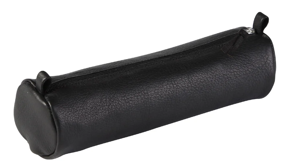 Clairefontaine Trousse petite ronde, cuir noir vieilli - OEM 8327C