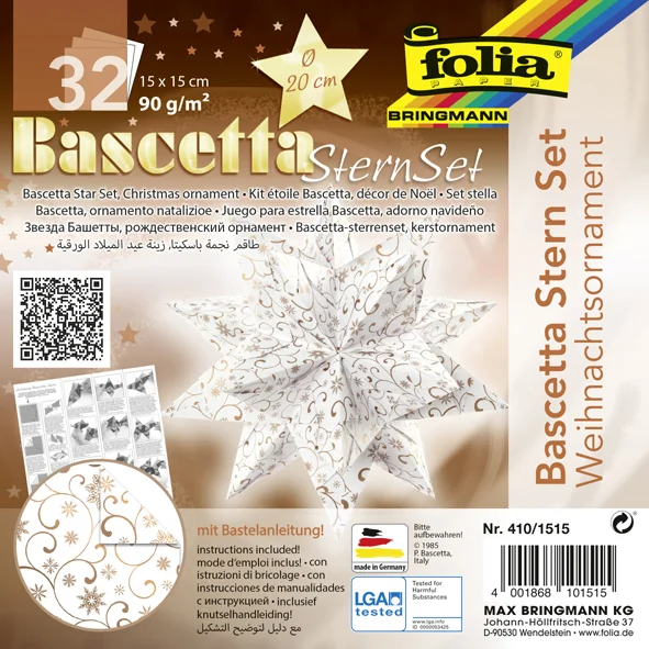 folia Feuilles de papier pliable étoile Bascetta, Ornement 1 - OEM 410/1515
