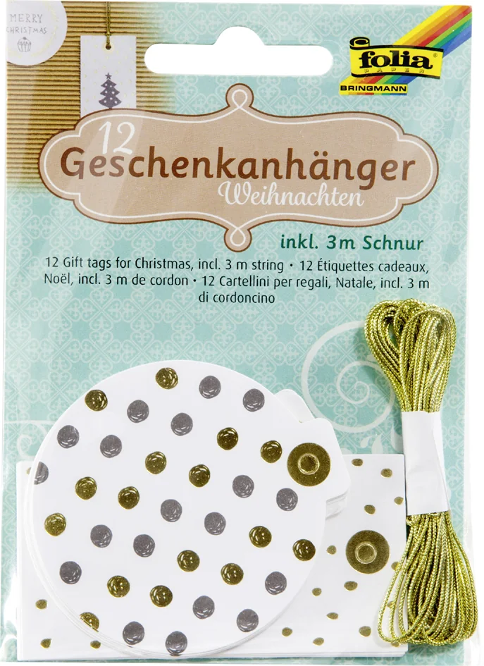 folia Etiquette cadeau 'Noël Hotfoil', avec ficelle - OEM 12013
