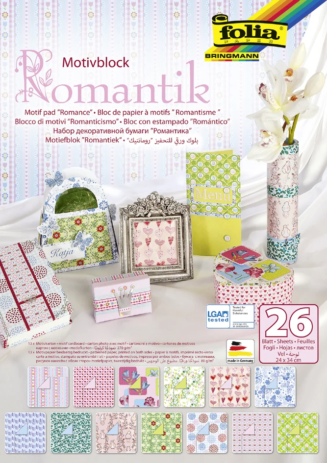 folia Bloc en papier à motifs 'Romantique', 240 x 350 mm - OEM 46949