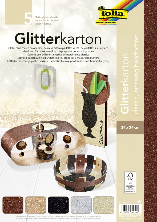 folia Carton à paillettes 'Oriental', 240 x 340 mm, 300 g/m2 - OEM 85349