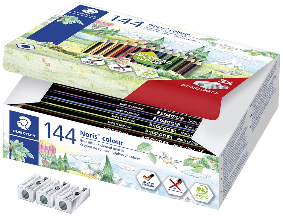 STAEDTLER Crayon de couleur Noris Colour,boîte carton de 144 - OEM 185 C144