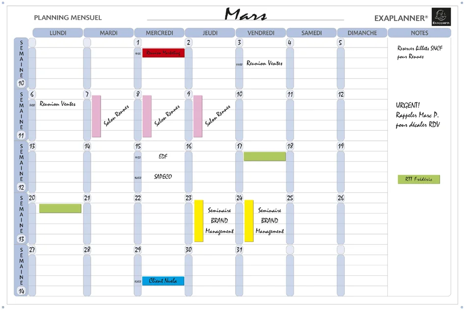 EXACOMPTA Planning magnétique mensuel Exaplanner - OEM 57150E