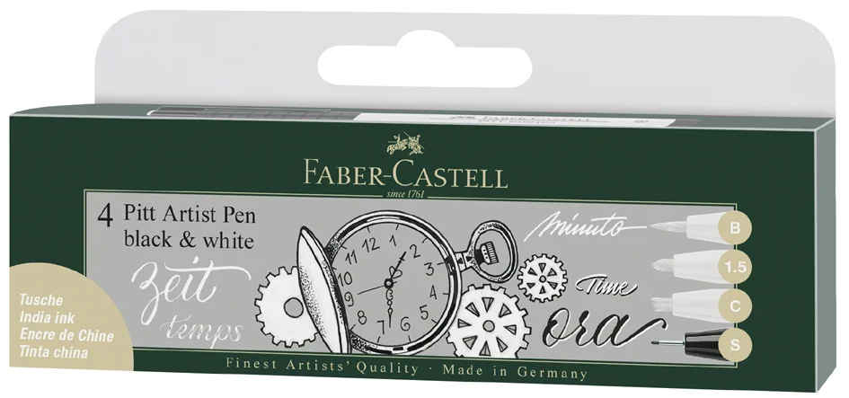 FABER-CASTELL Feutre PITT artist pen, étui de 4 - OEM 167151