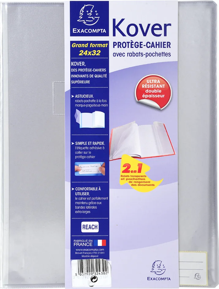 EXACOMPTA Protège-cahier Kover, PVC, 240 x 320 mm, incolore - OEM 32430E