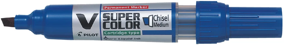 PILOT Marqueur permanent V SUPER COLOR, biseauté, bleu - lot de 10 - OEM 357169