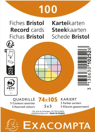 EXACOMPTA Fiches bristol, A7, ligné, bleu azur - OEM 10810SE