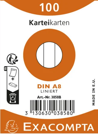 EXACOMPTA Fiches bristol, A8, quadrillé, blanc - OEM 3208B