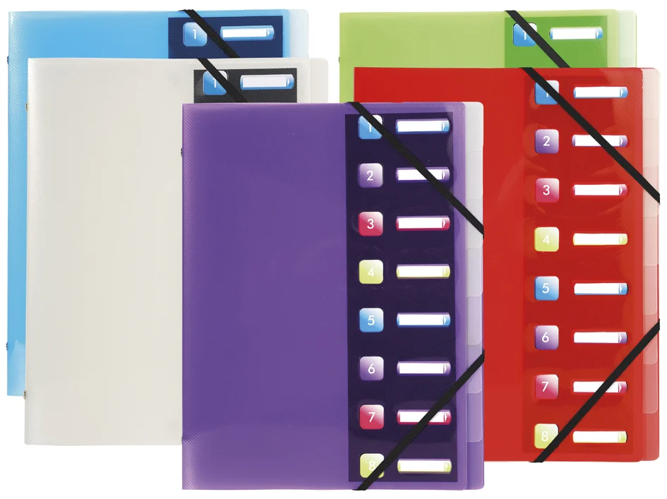 EXACOMPTA Trieur Crystal Colours, PP, 8 compartiments - lot de 10 - OEM 56610E
