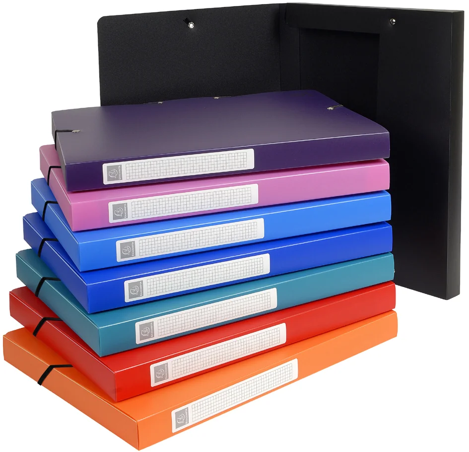 EXACOMPTA Boîte de classement Opaque, PP, 40 mm, assorti - lot de 8 - OEM 5970E