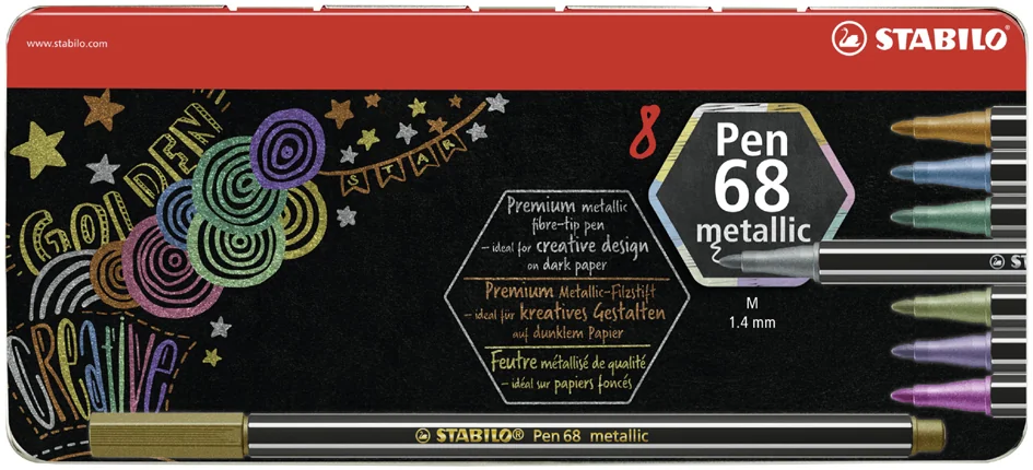 STABILO Feutre Pen 68 metallic, étui en métal de 6 - OEM 6806/8-32