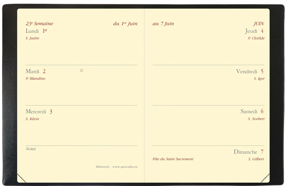QUO VADIS Agenda de poche MINIWEEK Prestige, 2027, noir - OEM 044024Q