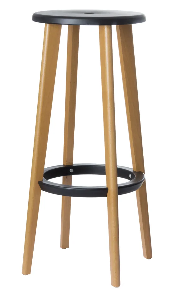 PAPERFLOW Tabouret de bar 'WOODY', set de 2, noir - OEM THWOOD.23.01
