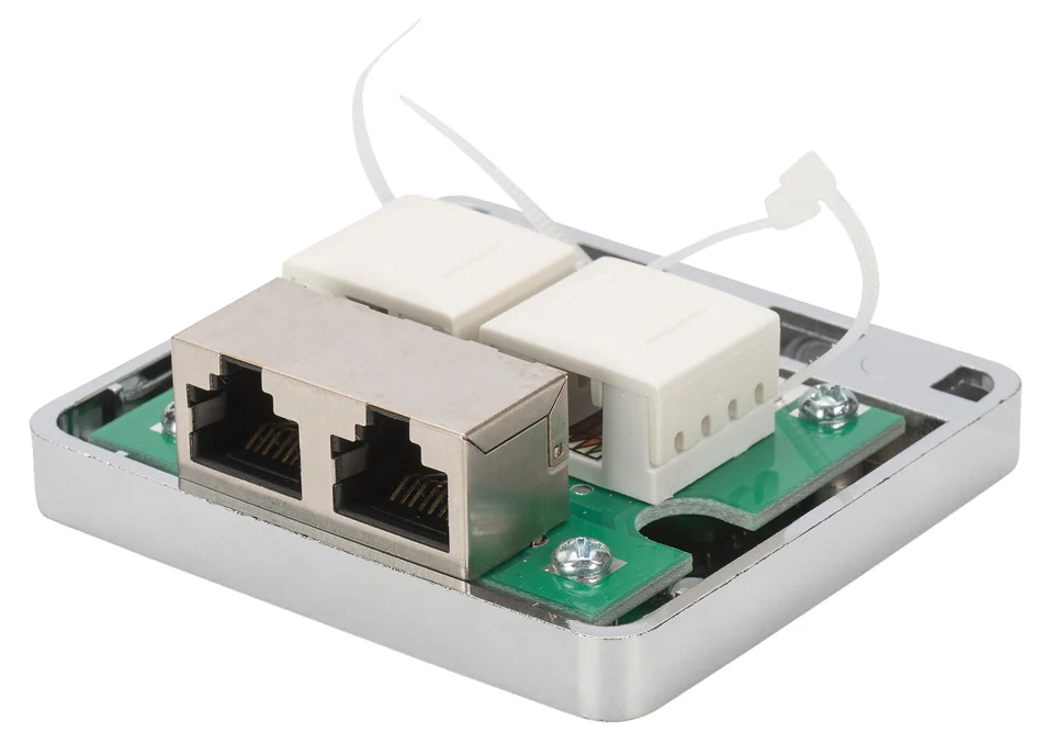 DIGITUS Boîtier en saillie Cat.6A, 2 x RJ45, blindé, argent - OEM DN-93713