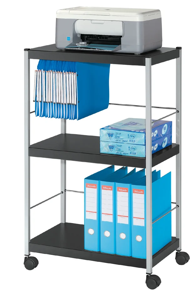 PAPERFLOW Chariot multifonction L, 3 étagères, noir / argent - OEM DP3L.01