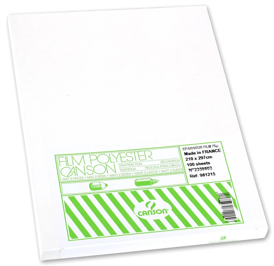 CANSON Film polyester mat sur 2 faces, A3, 75 microns - lot de 100 - OEM C200981214