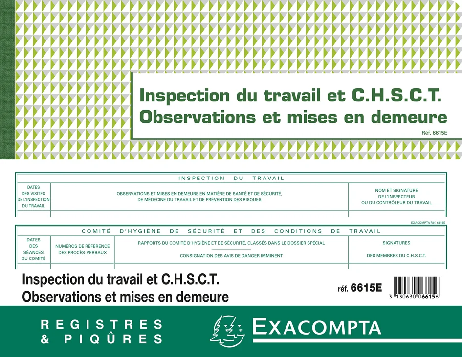 EXACOMPTA Piqûre 'Inspection du travail et CHSCT' - lot de 5 - OEM 6615E