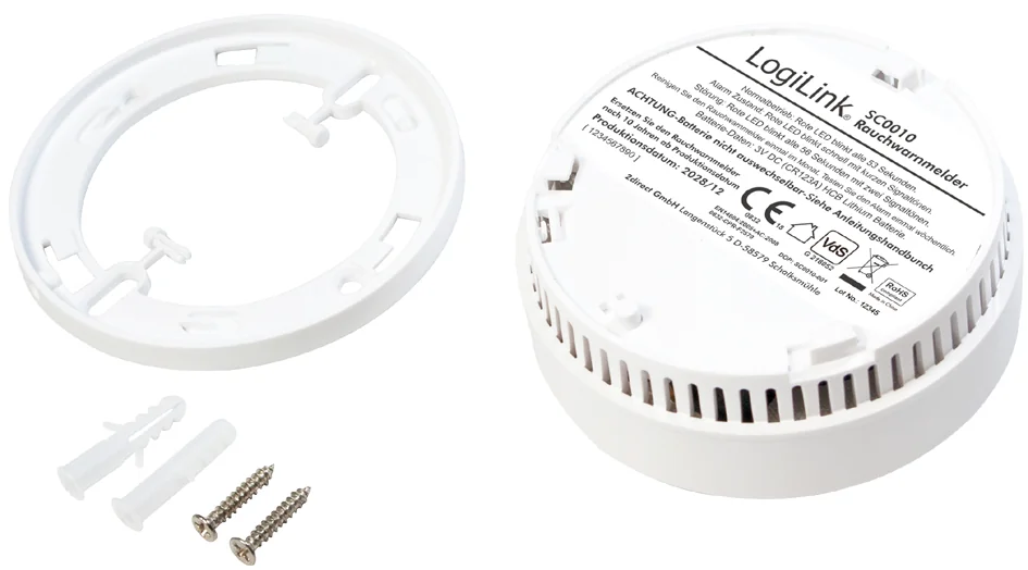 LogiLink Détecteur de fumée Longlife, avec batterie, blanc - OEM SC0010