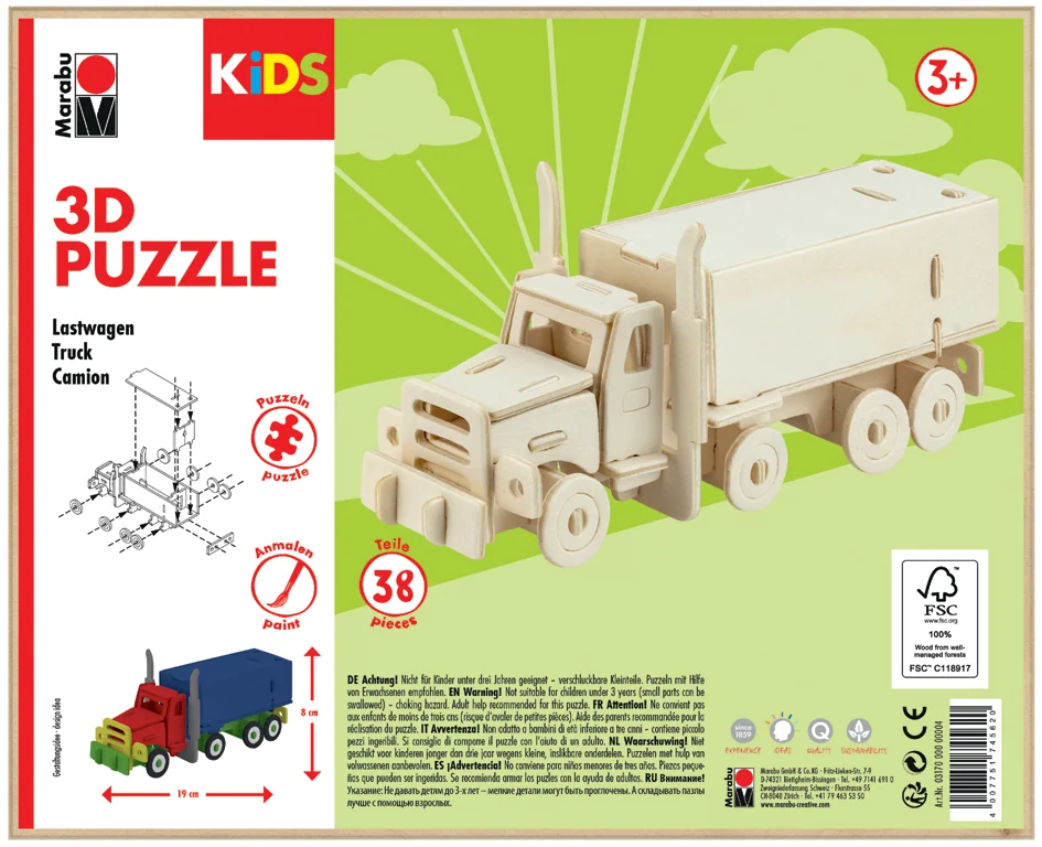 Marabu KiDS Puzzle 3D 'Camion', 38 pièces - OEM 0317000000004