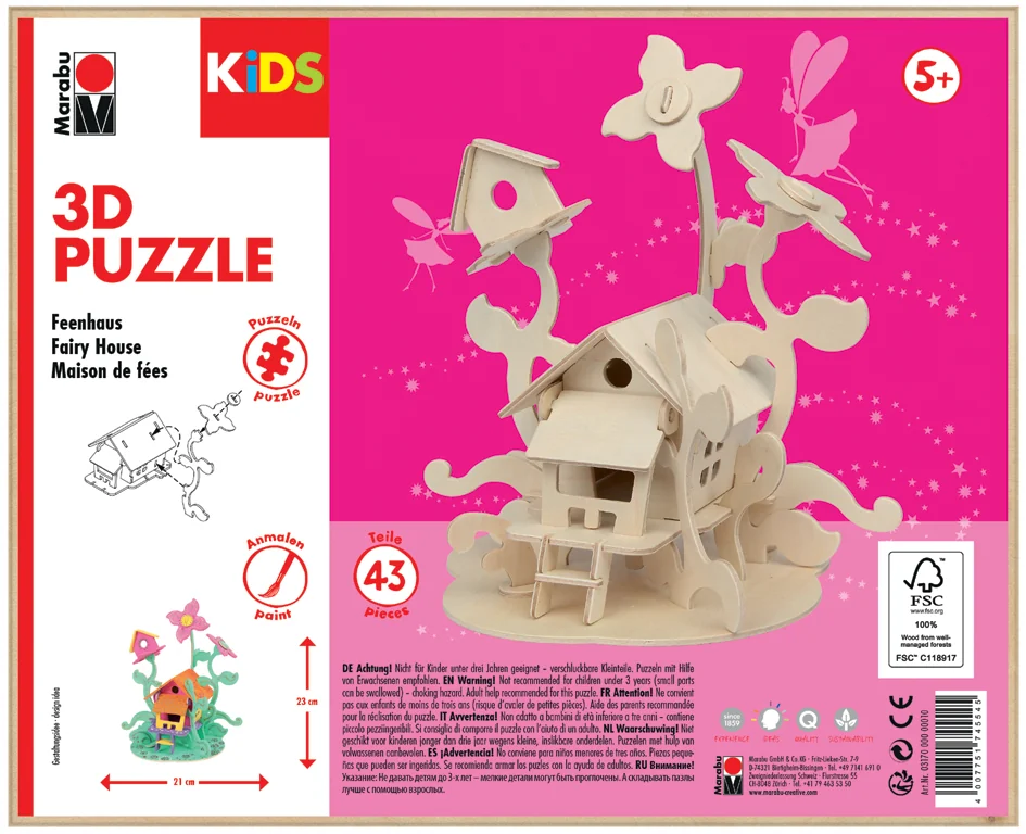 Marabu KiDS Puzzle 3D 'Maison des fées', 43 pièces - OEM 0317000000010
