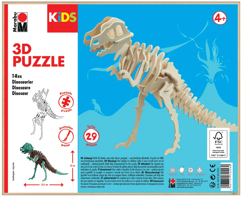 Marabu KiDS Puzzle 3D 'Dinosaure T-Rex', 29 pièces - OEM 0317000000021