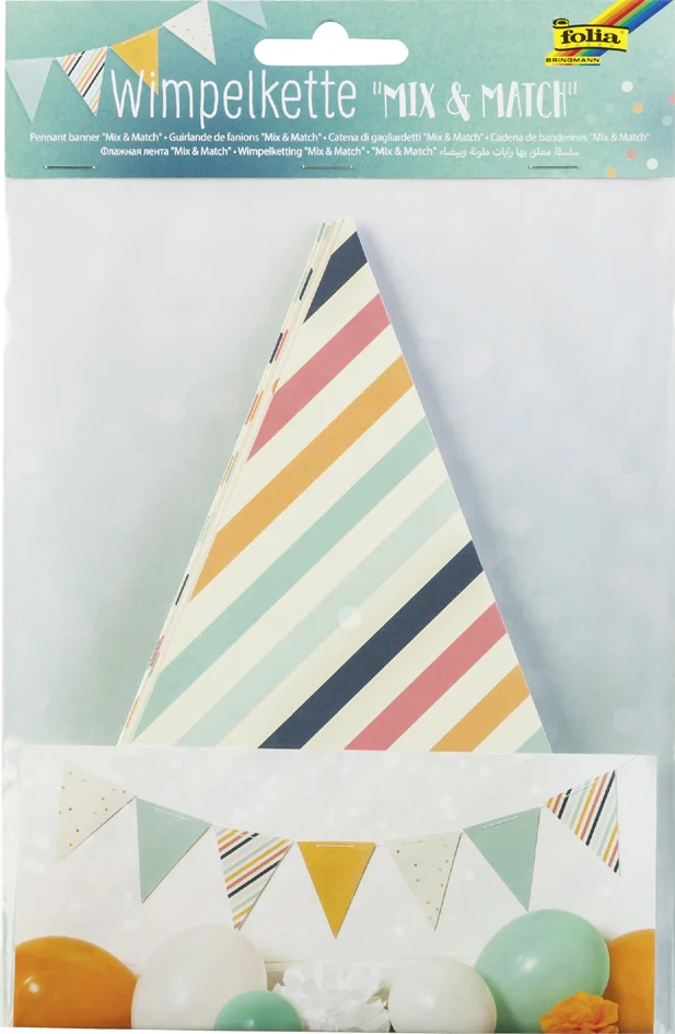 folia Guirlande de fanions 'Mix & Match', en carton imprimé - OEM 2375