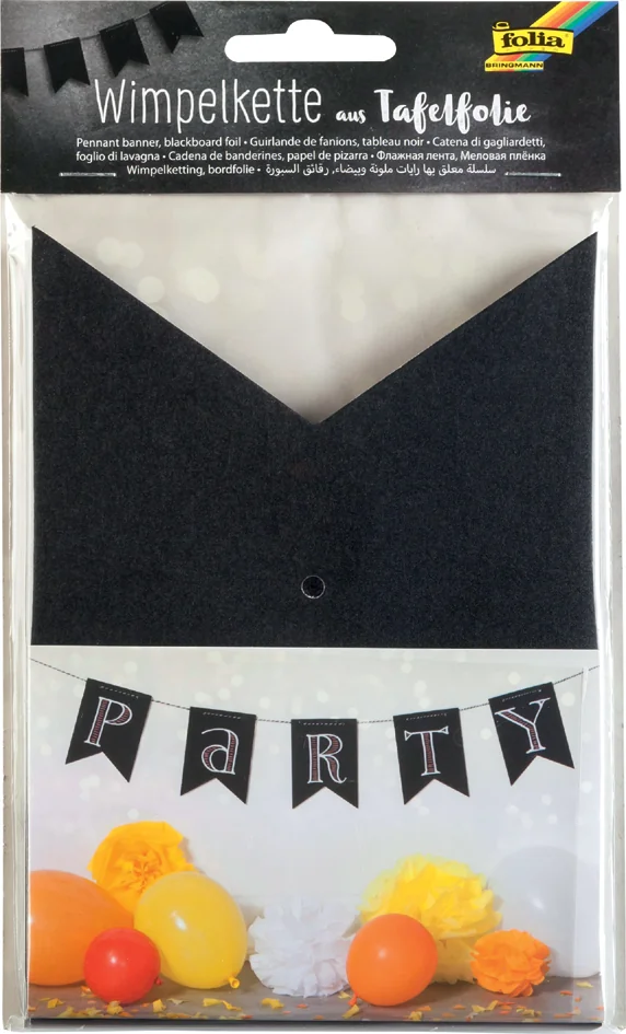 folia Guirlande de fanions tableau noir, 14 fanions, noir - OEM 3974