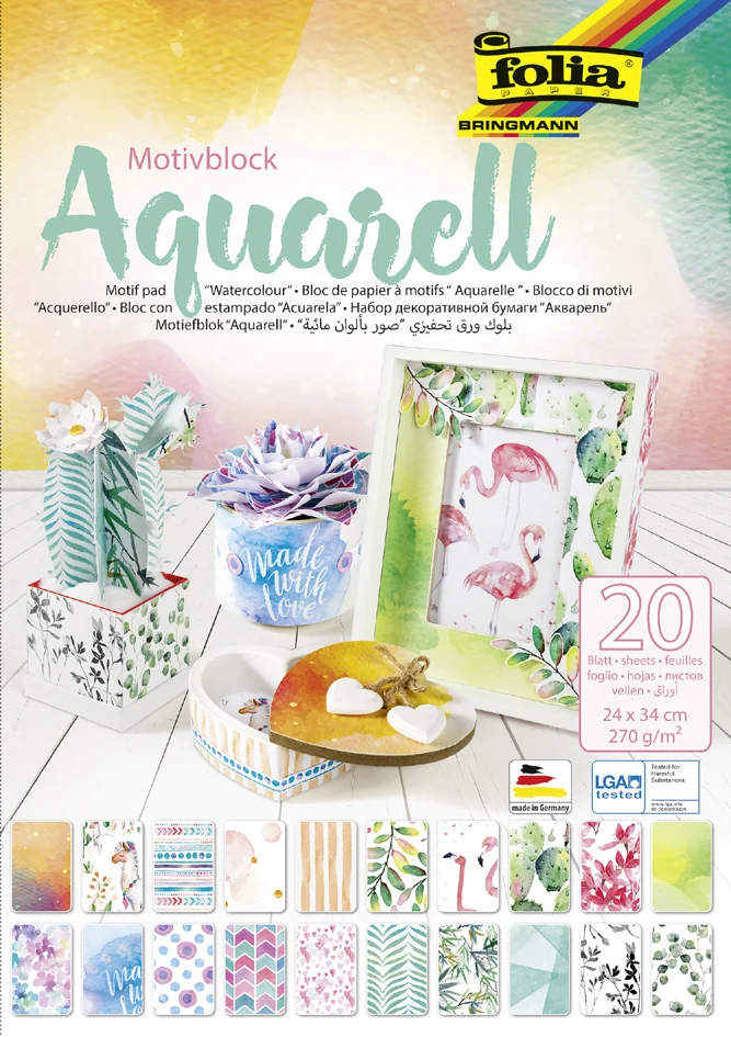 folia Bloc de papier à motifs 'Aquarelle', 240 x 340 mm - OEM 48749
