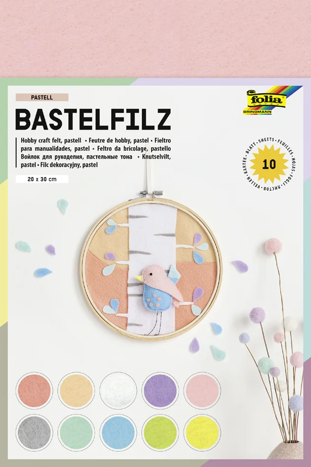 folia Feutrine de bricolage, 200 x 300 mm, 150 g/m2, pastel - OEM 520495