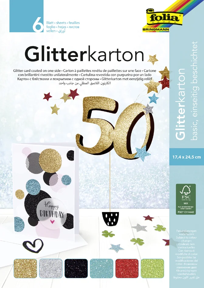 folia Bloc de carton à paillettes 'Basic', 170 x 245 mm - OEM 85139