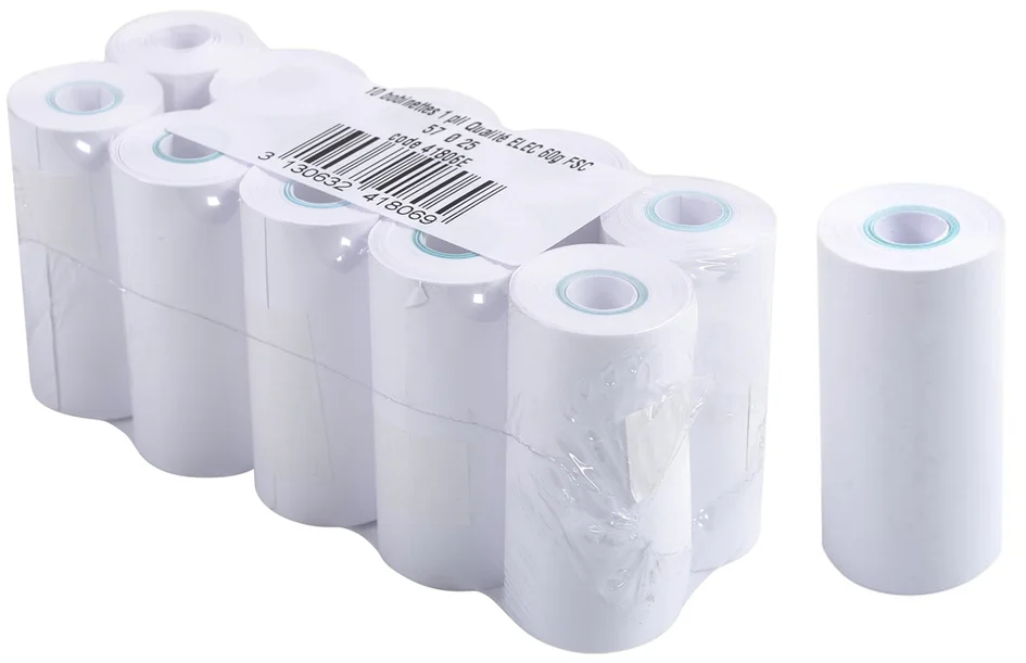 EXACOMPTA Bobine pour caisse, 57 mm x 6,5 mm, extra blanc - lot de 10 - OEM 41806E