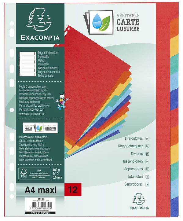 EXACOMPTA Intercalaires en carton, A4, 6 touches - OEM 89H