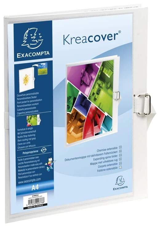EXACOMPTA Chemise à dos extensible Kreacover, A4, blanc - OEM 37802H