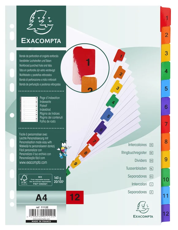 EXACOMPTA Intercalaires en carton 1-31, A4, 31 touches - OEM 1131E