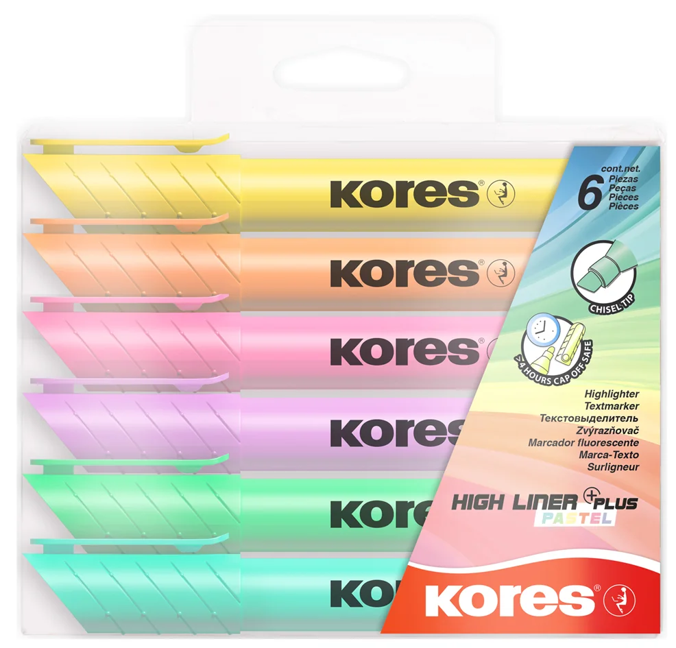Kores Surligneur 'HIGH LINER PLUS', couleurs pastel, étui 6 - OEM TM36060